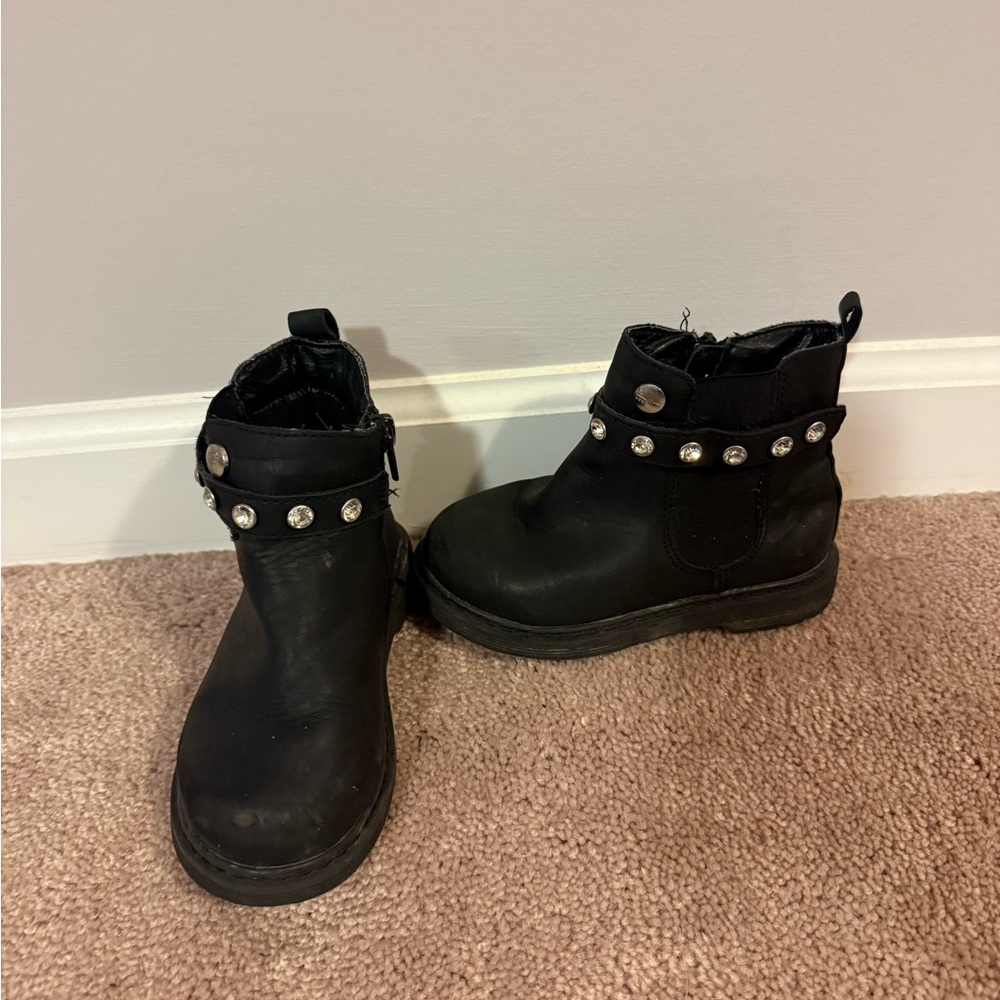 Nicole Miller Black Studded Girls Ankle Boots